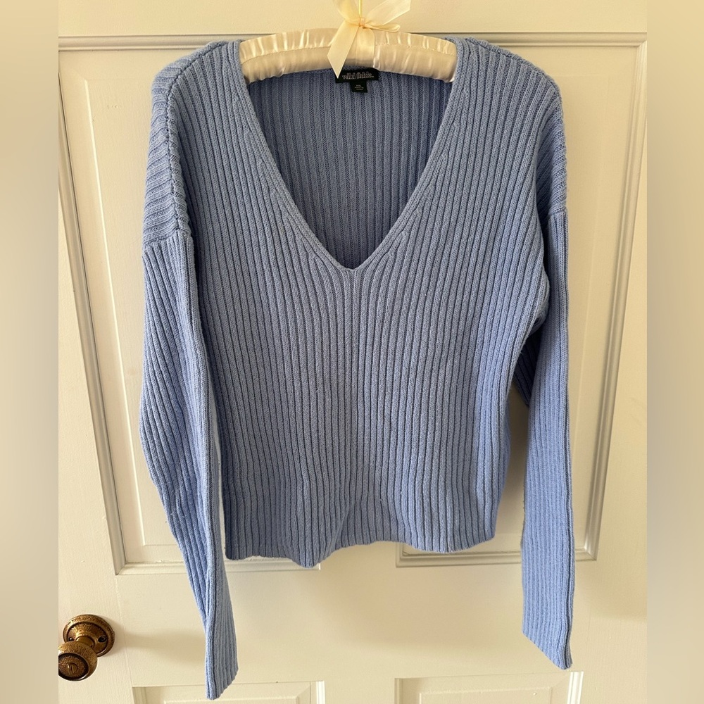 Wild Fable Light Blue V-Neck Sweater - Girls XXL (16-18 kids)